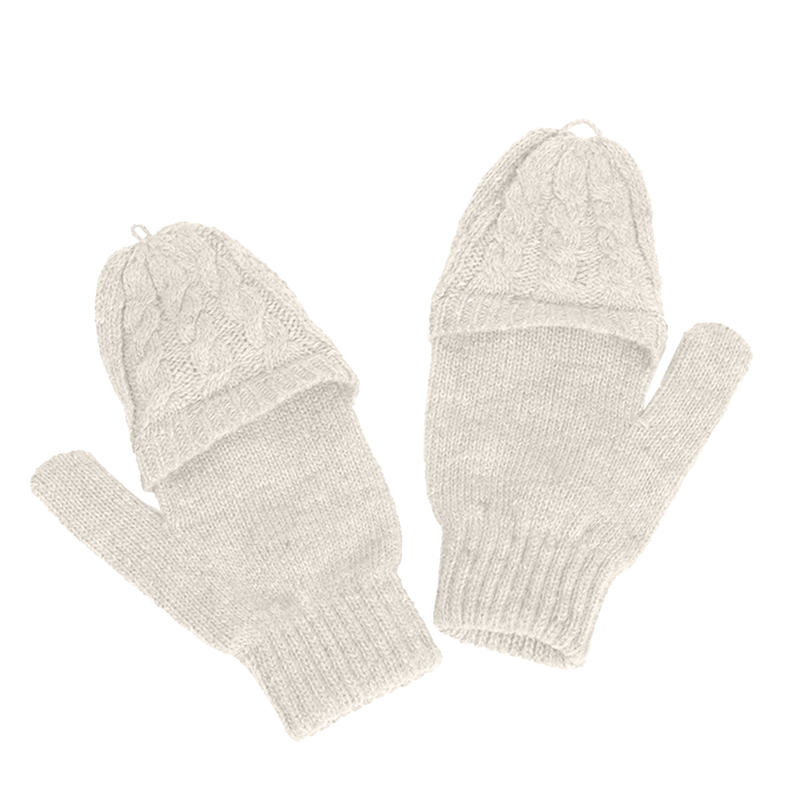 Winter Knitted Convertible Fingerless Gloves Wool Mittens Warm Mitten