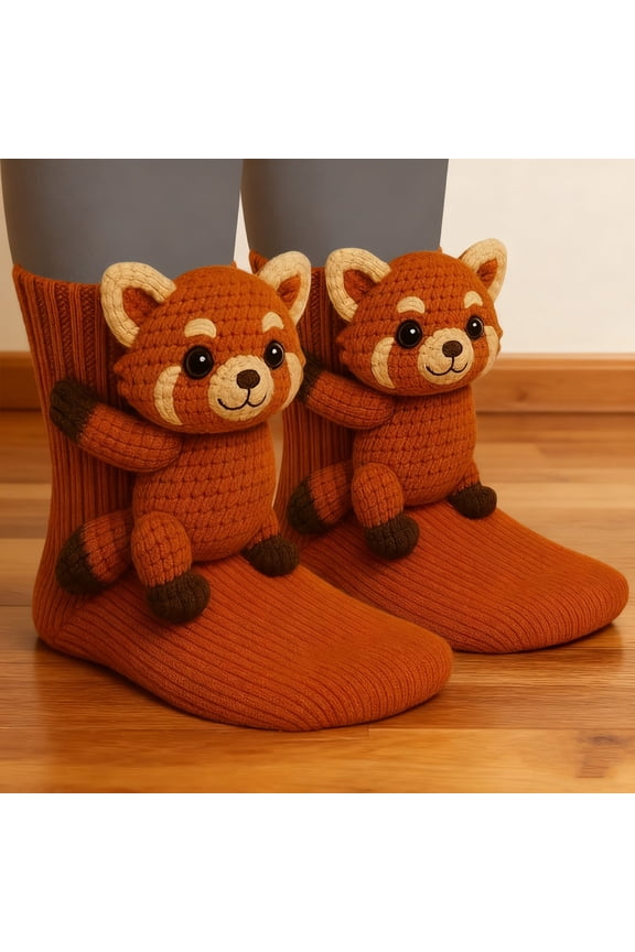 Winter Knitted Crew Socks With Playful Doll Design Cozy Style Soft Warmth Novelty Socks For Casual Wear And Gift Giving Holiday Season Comfortable Fabric For Men Women