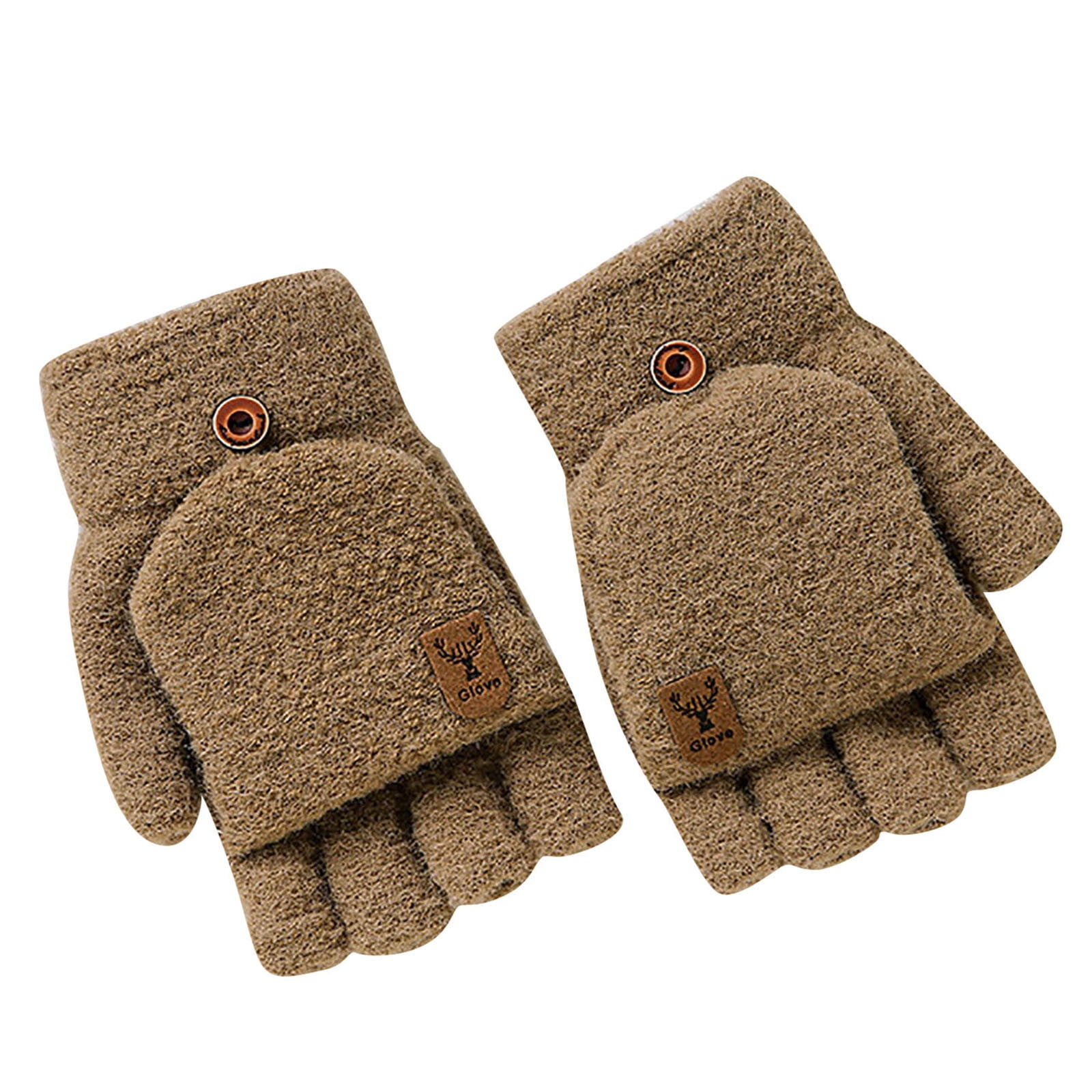 Winter Knitted Fingerless Gloves Thermal Insulation Warm Convertible