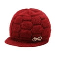 thumbnail image 1 of Winter Knitted Hat With Bow Rhinestone & Brim - Thick Soft Yarn Cap, Warm Thermal for Cold Weather, Stylish Headwear for Autumn Outdoor Activities, Daily Commute,Size:One Size, 1 of 4