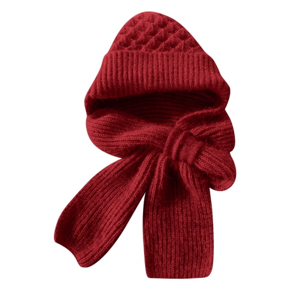 Winter Knitted Hat Scarf Integrated with Ear Protection, Windproof Cap Scarf with Thickening Warm Design, Beanie Scarf for Women Men Outdoor Use