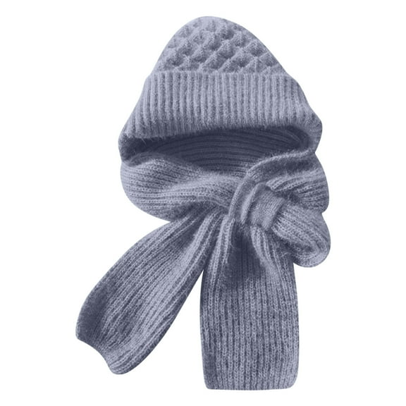 Winter Knitted Hat Scarf Integrated with Ear Protection, Windproof Cap Scarf with Thickening Warm Design, Beanie Scarf for Women Men Outdoor Use