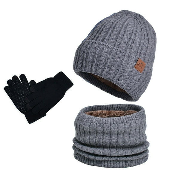 Winter Three Piece Knitted Hat Set for Men and Women Ear Protectors and Gloves Warm and Cozy Accessories for Cold Weather