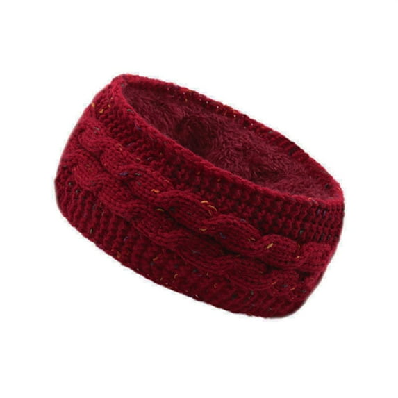 Winter Knitted Headband for Women Cozy Wool Blend Sports Headwrap with Ear Warmers