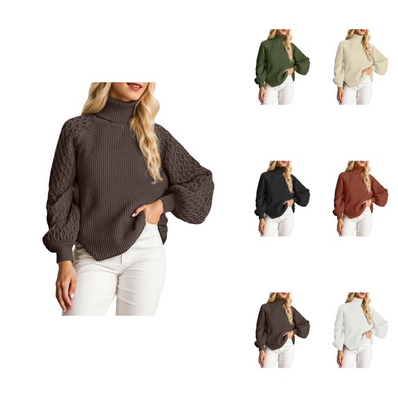 Winter Knitted High Neck Pullover Sweater Soft Warm Turtleneck Top Cozy Casual Fall Fashion Comfortable Yarn Elegant Long Sleeve Outerwear