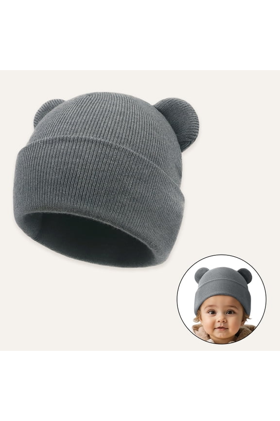 Winter Knitted Kids Hat with Cute Bear Ears for Everyday Indoor Outdoor Wear Cozy Stretchy Warm for Boys and Girls