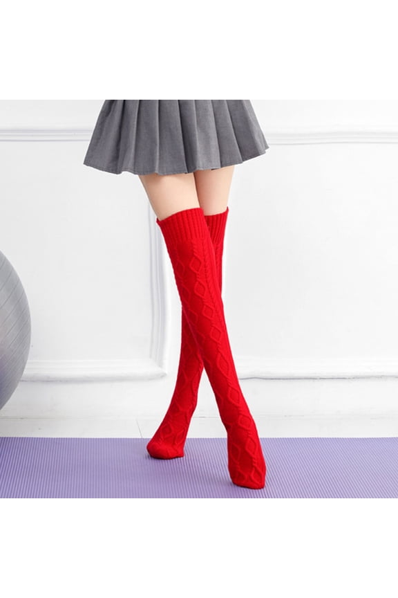 Winter Knitted Over The Knee Socks Extra Thick Warm Fold Down Long Sock for Yoga Dance Casual Wear and Daily Cozy Outfits Holiday Stocking up Tights Silicone Thigh High for Women Garter Knee