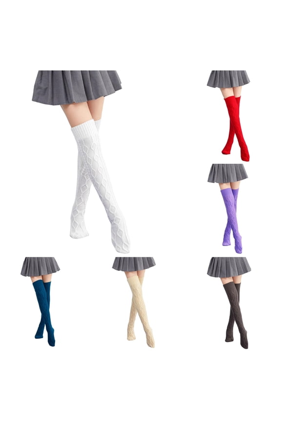 Winter Knitted Over The Knee Socks Extra Thick Warm Fold Down Long Sock for Yoga Dance Casual Wear and Daily Cozy Outfits Fishnet Pantyhose for Women