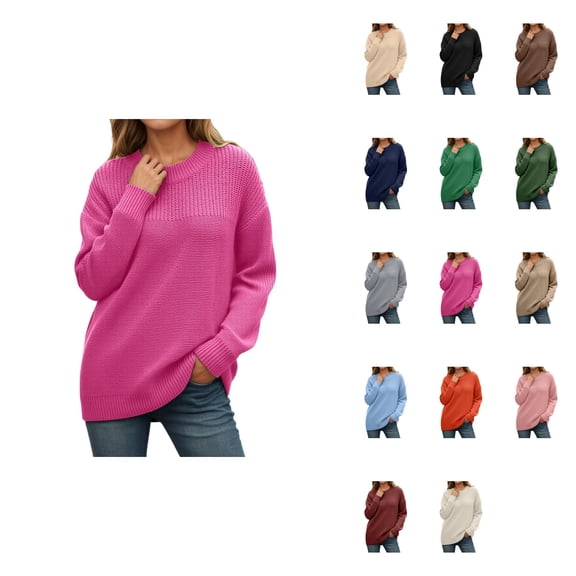 Winter Knitted Pullover Sweater Soft Cozy Warm Long Sleeve Round Neck Elegant Casual Blouse Loose Fit Comfortable Daily Wear Fall Fashion