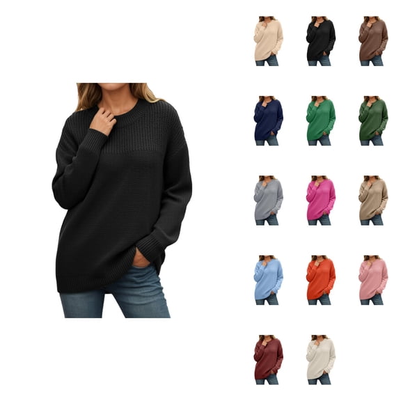 Winter Knitted Pullover Sweater Soft Cozy Warm Long Sleeve Round Neck Elegant Casual Blouse Loose Fit Comfortable Daily Wear Fall Fashion