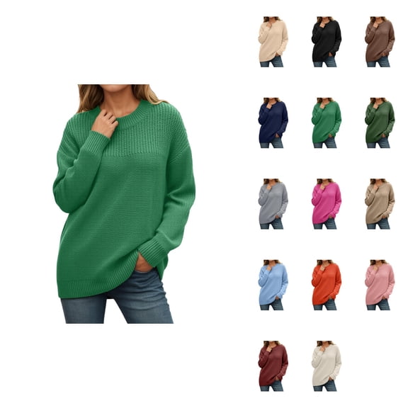 Winter Knitted Pullover Sweater Soft Cozy Warm Long Sleeve Round Neck Elegant Casual Blouse Loose Fit Comfortable Daily Wear Fall Fashion