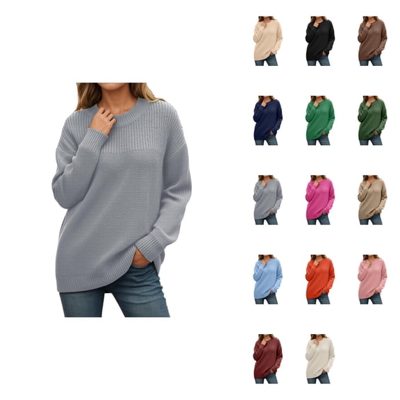 Winter Knitted Pullover Sweater Soft Cozy Warm Long Sleeve Round Neck Elegant Casual Blouse Loose Fit Comfortable Daily Wear Fall Fashion