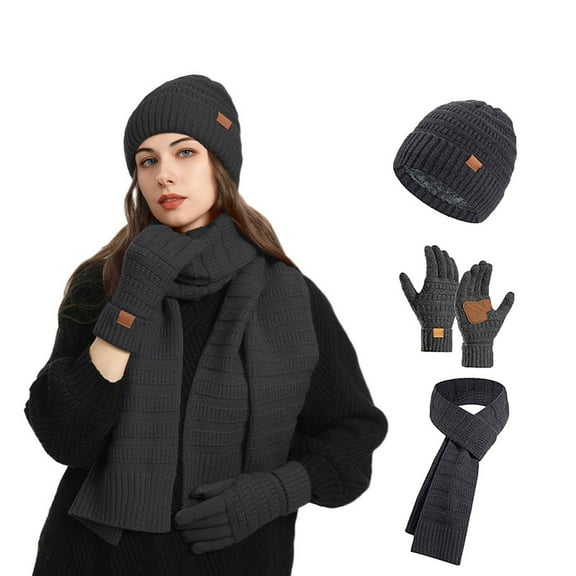 Winter Knitted Scarf Hat For Thermal Thickened Warm Cold Weather