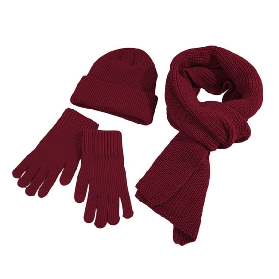 Winter Knitted Scarf Hat and Gloves Set Soft Triple Layer Thermal for Cold Weather Fashion Accessories