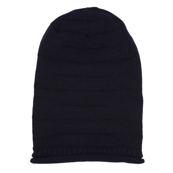 Winter Knitted Short Beanie - Navy