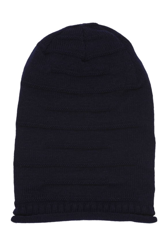 Winter Knitted Short Beanie - Navy