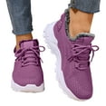 thumbnail image 1 of Winter Knitted Sneakers for Women Plush Lined Lace up Platform Walking Shoes Fashion Slip on Snow Booties Purple Size 7, 1 of 6