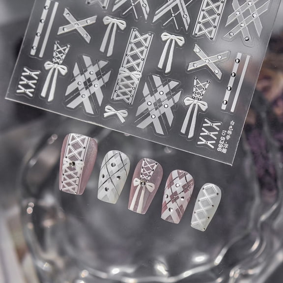 Winter Knitted Sweater Nail Art Stickers 2 Sheets Dot Diamond Pattern
