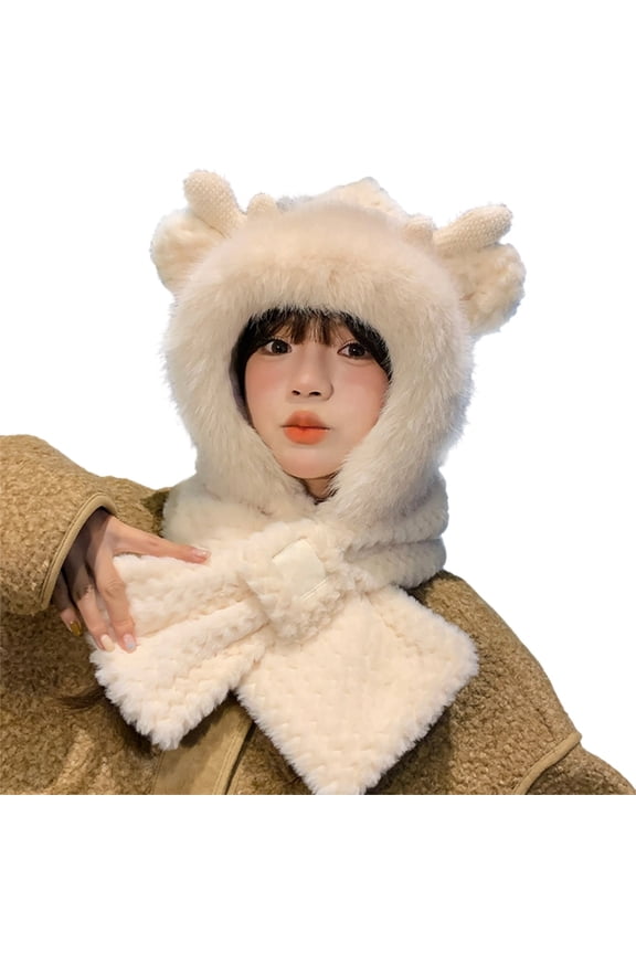 Winter Knitted Trapper Hat with Integrated Scarf for Cold Weather and Warmth