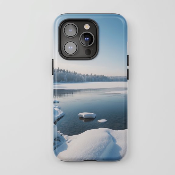 Winter Lake Landscape For All iPhone Series Tough Phone Case Nature Blue
