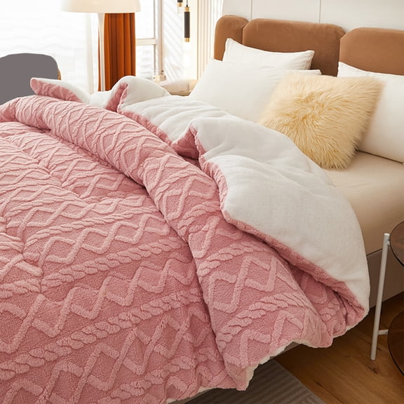 JMKQLZ Winter Lambswool Quilt Thick Warm Plush Bedding Comforter Bed Blanket Cold Weather Protection Suitable For All Seasons