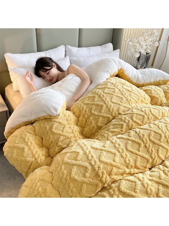 JMKQLZ Winter Lambswool Quilt Thick Warm Plush Bedding Comforter Bed Blanket Cold Weather Protection Suitable For All Seasons