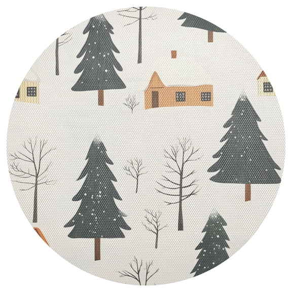 Winter Landscape 15.4in Diameter PVC Plate Mat, Heat-Resistant and Cuttable, Kitchen Decor