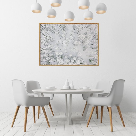 Winter Landscape Art Horizontal Snow Covered Trees Aerial Pine Forest Nature Decor, Unframed Paper Poster 8x10in