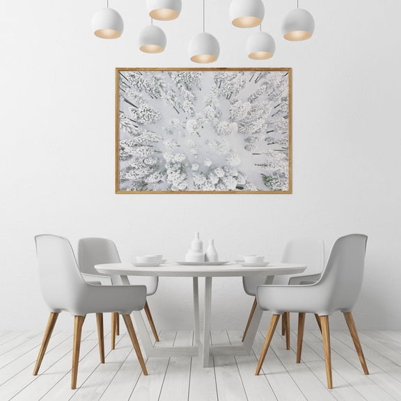 Winter Landscape Art Horizontal Snow Covered Trees Aerial Pine Forest Nature Decor Unframed Paper Print