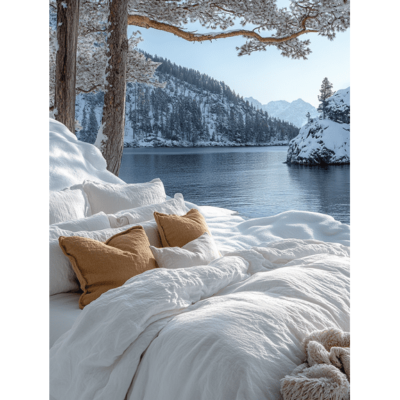 Winter Landscape Canvas Print/Wall Art Suitable for Bedroom Living Room Bathroom Office and Hotel Decoration.