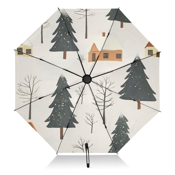 Winter Landscape Extra Large Automatic Umbrella, UV Protection, Waterproof, Auto Open and Close