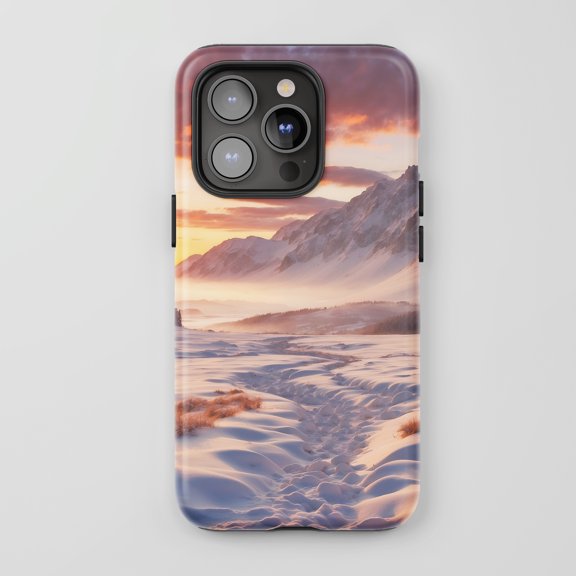Winter Landscape For All iPhone Series Tough Phone Case Sunset Sky