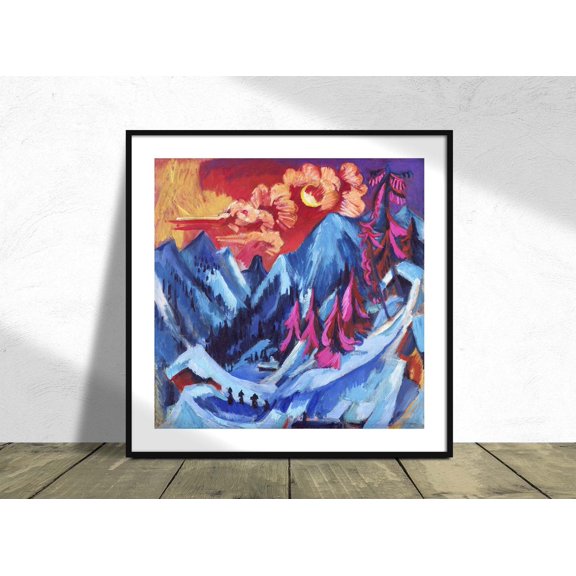 Winter Landscape In Moonlight Ernst Ludwig Kirchner Square German Expressionism Style 20th Century Landscape Unframed Paper Print