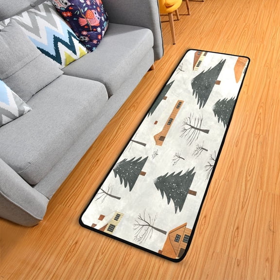 Winter Landscape 72x24" Runner Rug, Non-Slip Memory Foam Cushion, Anti-Crease for Hallways and Bedrooms