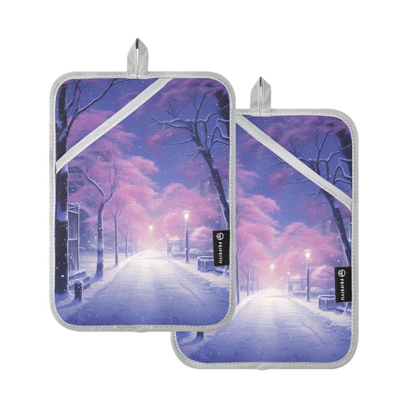 ALAZA Winter Landscape Pot Holders Set of 2 Heat Resistant Kitchen Oven Mitts