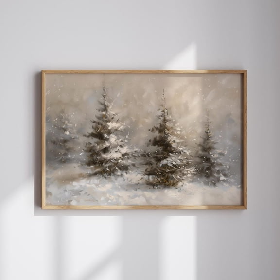 Winter Landscape Print Snowy Pine Trees