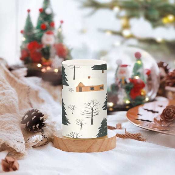 Winter Landscape Set of 2 Flameless LED Candles Remote and Timer Indoor Outdoor