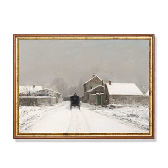 Winter Landscape Snowy Rustic Winter Landscape Cabin Lodge Wall Art Unframed Paper Print