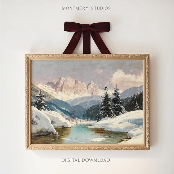 Winter Landscape , Vintage Snowy Landscape, Snowy Pine Trees Wall Art Poster, Winter Forest Print Poster, Serene Winter , W225, Unframed Poster Size 8x12 F03.1.19l294