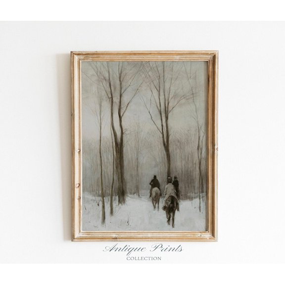 Winter Landscape Wall Art, Vintage Festive Decor, Snowy Landscape, Antique Winter Theme Wall Art, Poster, Unframed Poster Size 8x12