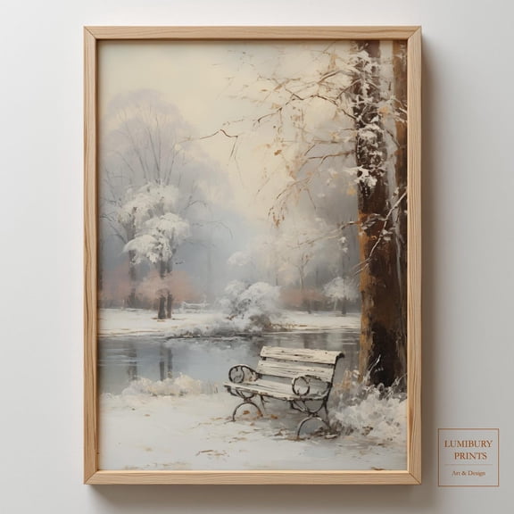 Winter Landscape Wall Art, Winter Park Print, Serene Winter Art, Park Wall Print, Home Decor #2149, Unframed Poster Size 16x24