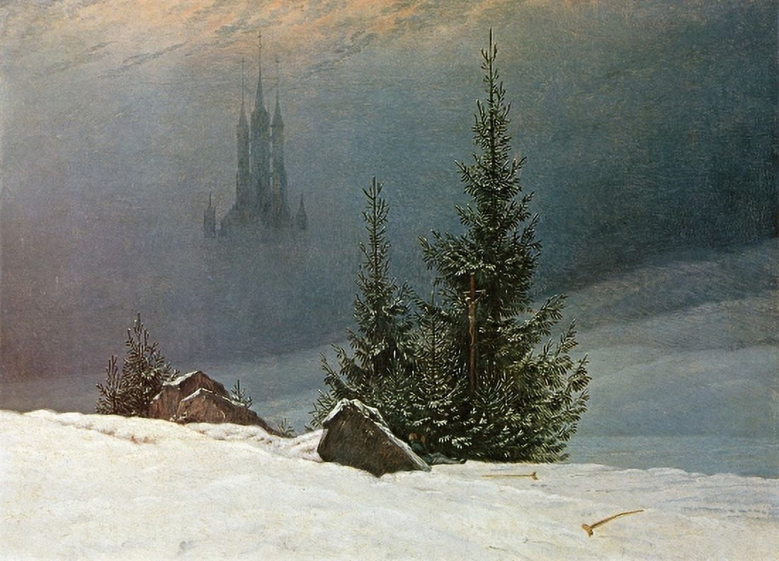 Winter Landscape With Church Canvas Art - Caspar David Friedrich (24 x 36)