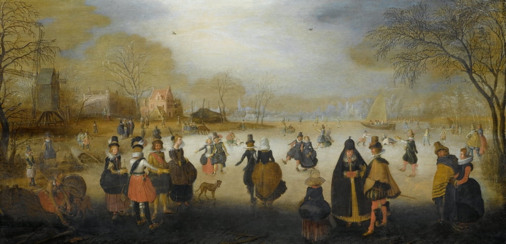 Winter Landscape With Skaters Canvas Art - (24 x 18)