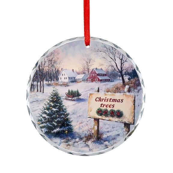 Winter Landscape Xmas Ornament Holiday Decor And Xmas Gifts Ideas Christmas Snow House Landscape Christmas Glass Decoration