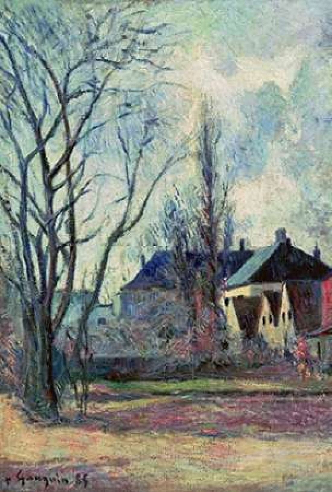 Winter Landscape at Copenhagen Canvas Art - Paul Gauguin (12 x 18)