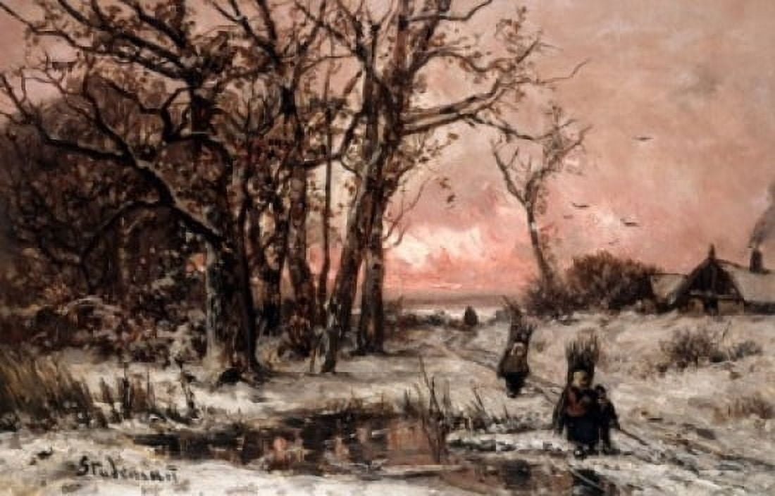 Winter Landscape by Adolf Stademann 1824-1895 Canvas Art - Adolf Stademann (24 x 36)