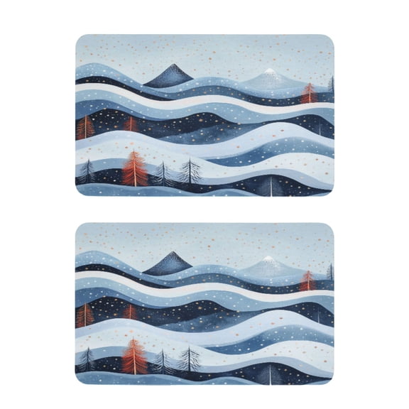 Winter Landscape with Mountains 2 Pack 4x2.5 Inch Magnetic Stickers Thick and Strong for Fridge Dishwasher Teaching