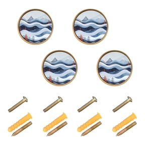 Winter Landscape with Mountains Cabinet Furniture Knobs Drawer Metal Pulls 1.26in Acrylic Zinc Alloy Dual Screw Set