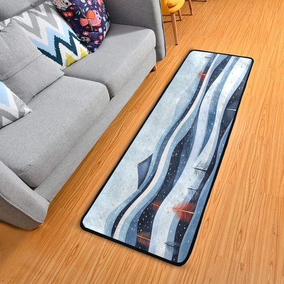 Winter Landscape with Mountains Elegant Area Rug 72" x 24" Non-Slip Polyester with Cotton Padding