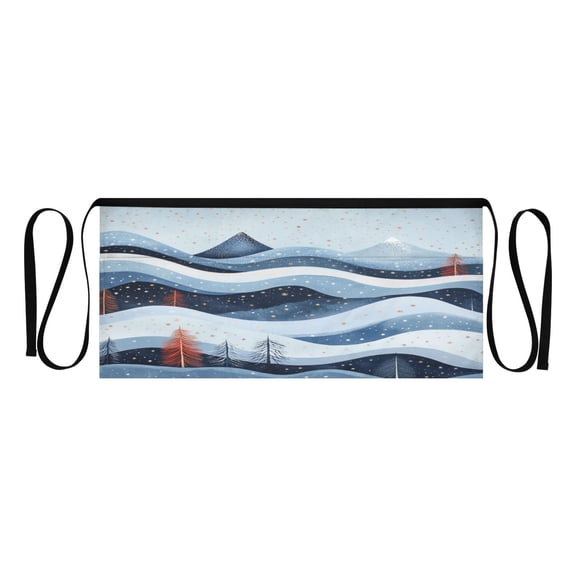 Winter Landscape with Mountains Multi Pocket Short Apron Waterproof, Adjustable 96.5in Belt for various occasions